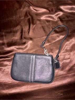 Coach Black Leather Wristlet with Detachable Strap